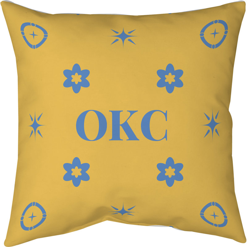 Oreiller Oklahoma City, Oklahoma City - bleu / jaune / bleu, H 26 po x l 26 po