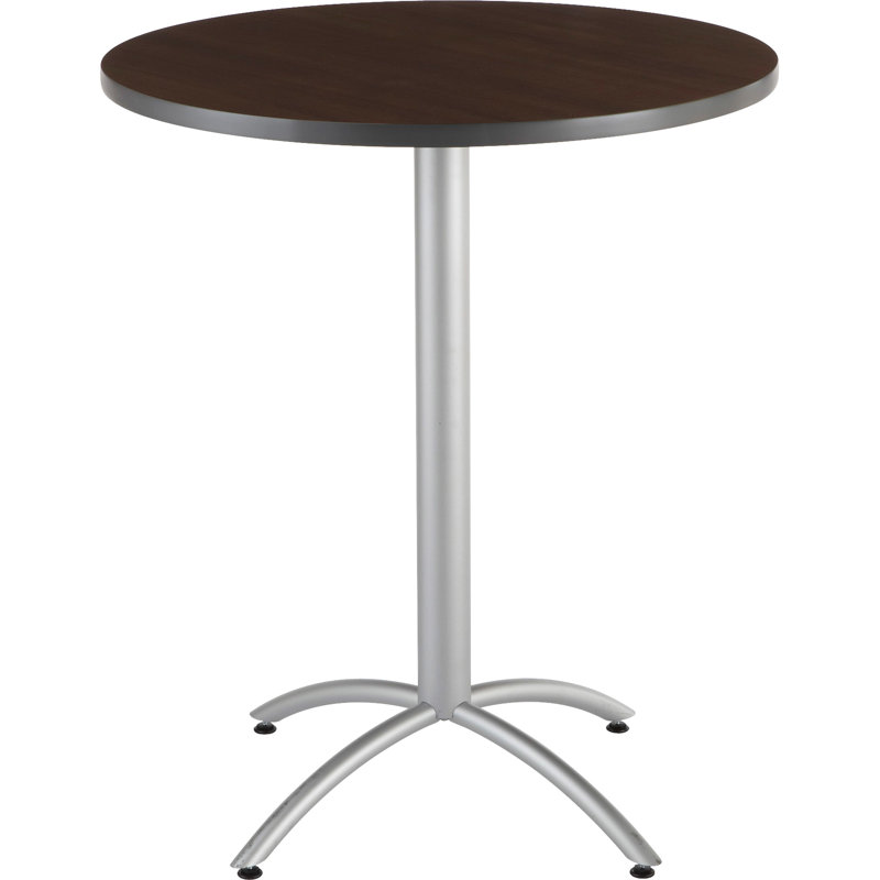 Aleksandras Round Metal Base Dining Table, Graphite Granite, 42"H x 36"L x 36"W