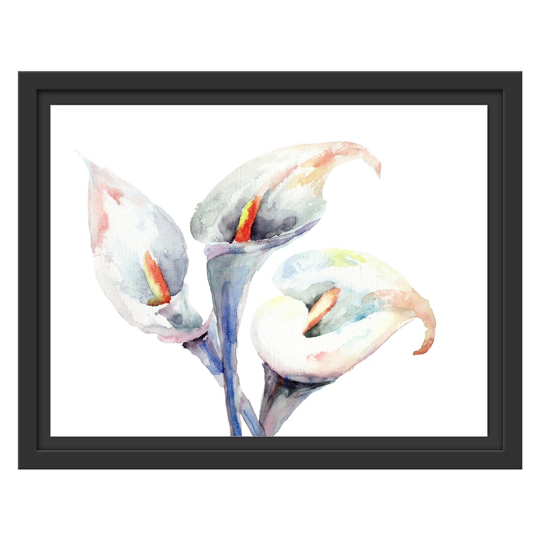 Gerahmtes Wandbild Aquarell Blüten Callas Kunst