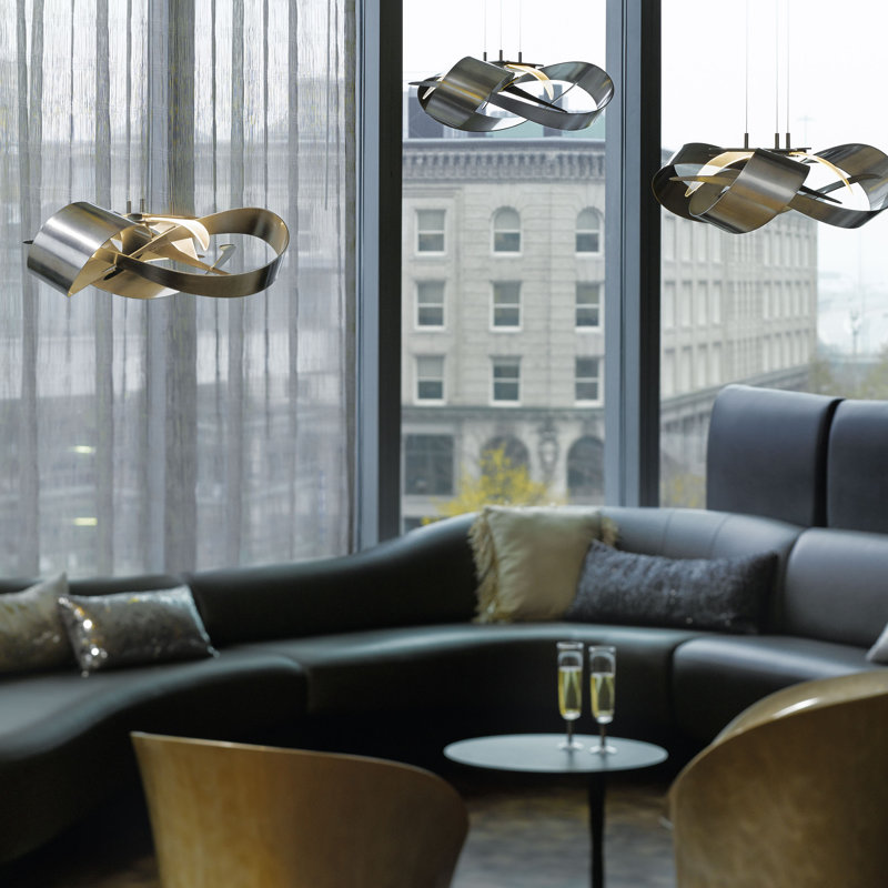 Flux 3 - Light Unique/Statement LED Pendant, Soft Gold