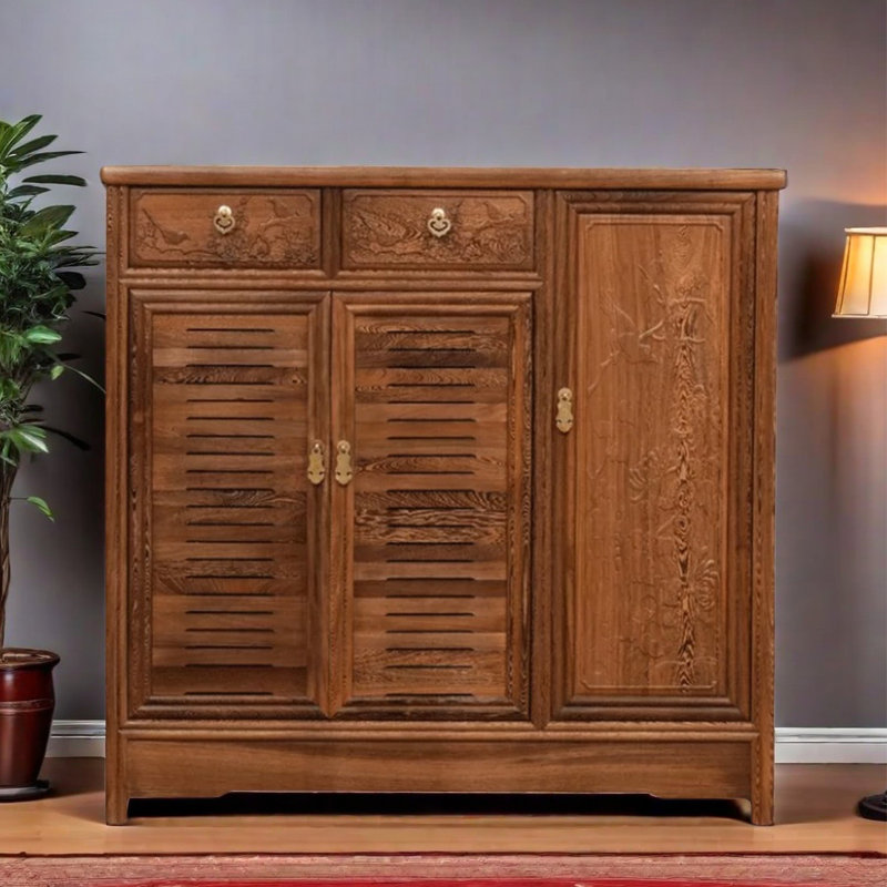 12 Pair Solid Wood Shoe Storage Cabinet
