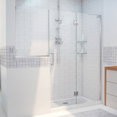 DreamLine Unidoor-X 72 - 72.5 inch W x 72 inch H Frameless Hinged Shower Door in Chrome - Left Wall Installation