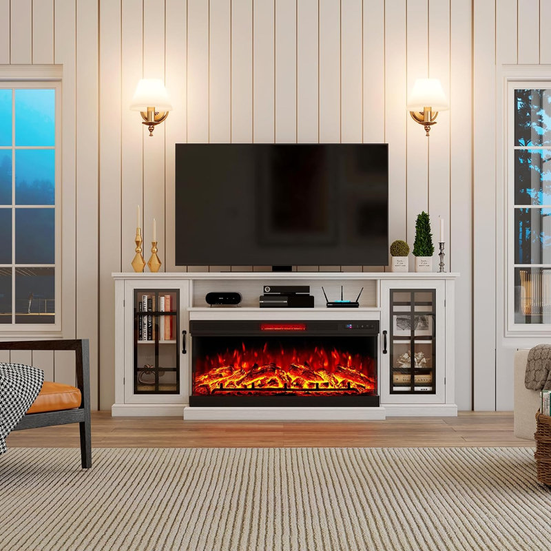 Meuble télé Alvilda, Blanc, 75"