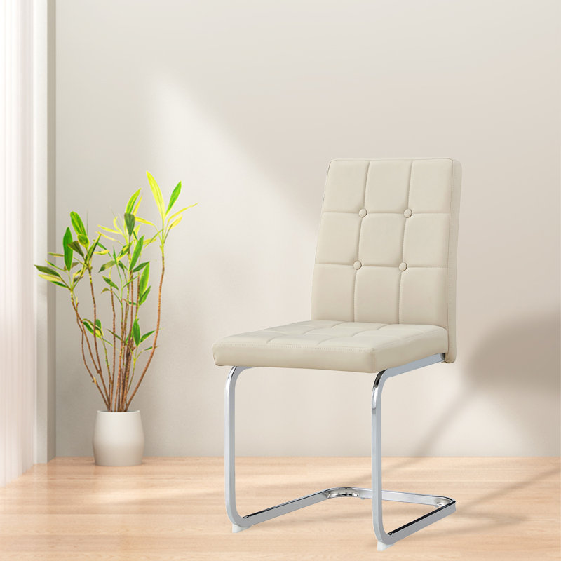 Darcel Faux Leather Side Chair, Light Brown Faux Leather
