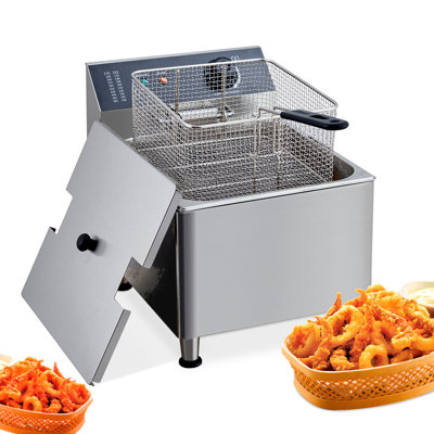 11.6qt Deep Fryer With Basket Commercial 11l Electric Countertop Fryer Stainless Steel Deep Fryers