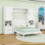 Lit escamotable 4 tiroirs en bois avec placard et tablettes-2084693829