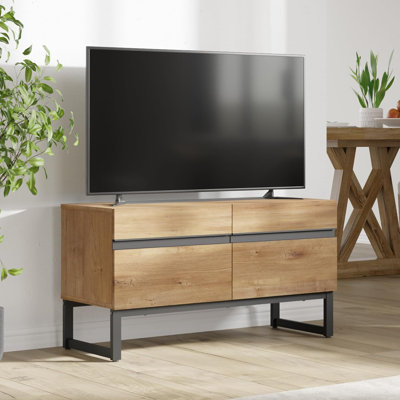 3-Piece Modern TV Stand And End Table Set, Living Room Table Sets, 35 Inch TV Stand And 2 End Table Set With Drawers For Living Room, Entertainment Ce