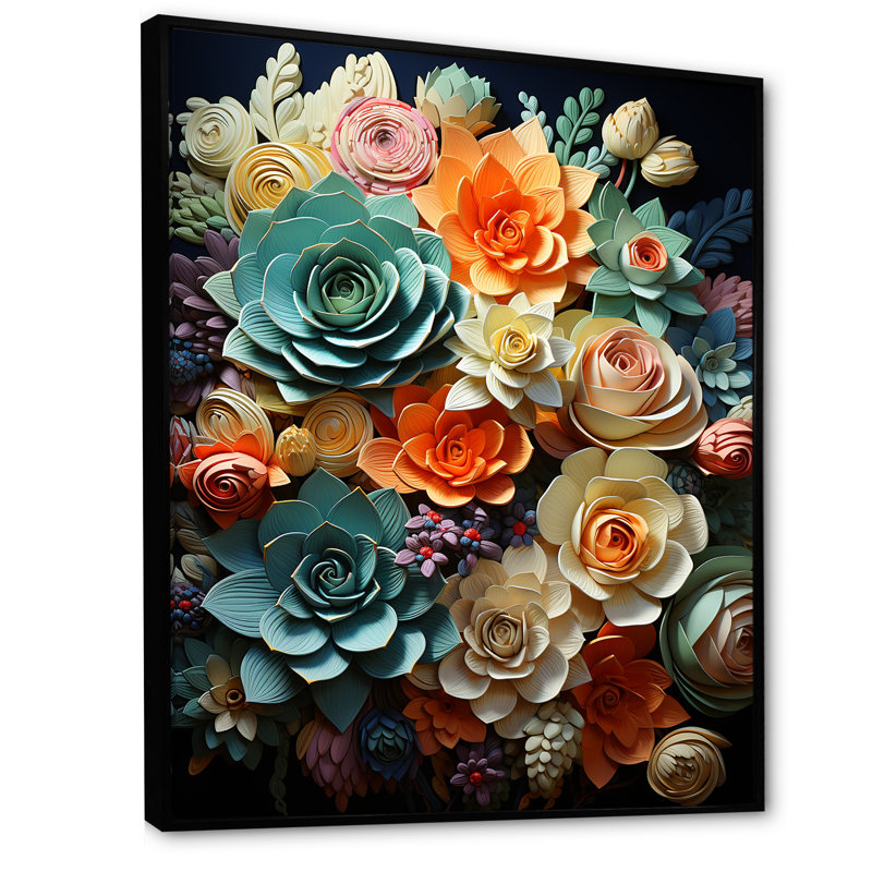 «Rossdale Green Balck Succulent Serenity I», reproduction sur toile, H 32 po x l 24 po x P 1 po, Cadre flottant noir