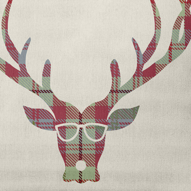 Cool Dude Holiday Reindeer_Sq, Vert sauge, 18 po x 18 po, Oui