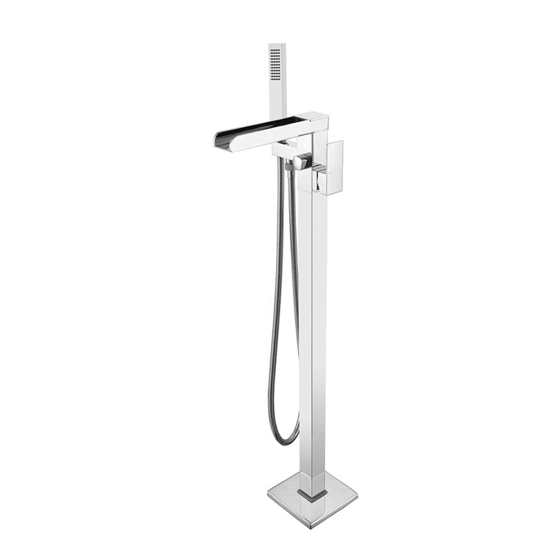 Roslyn 1 Handle Floor Tub Filler with Diverter, Polished Chrome