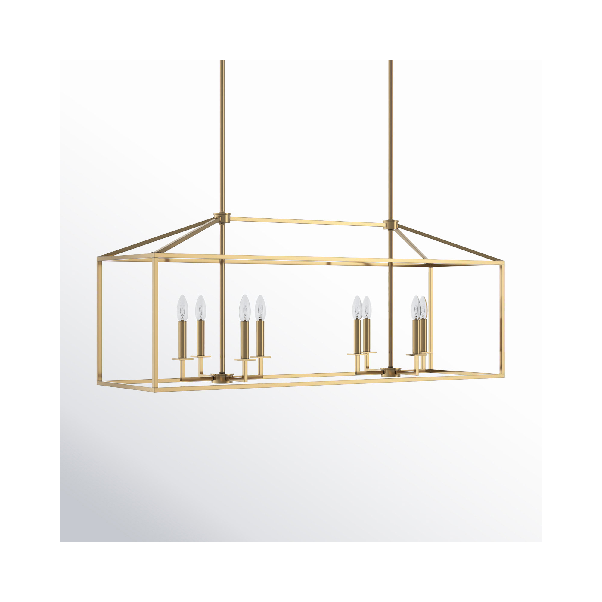 Ellis 8-Light Dimmable Metal Linear Chandelier, Satin Brass, No