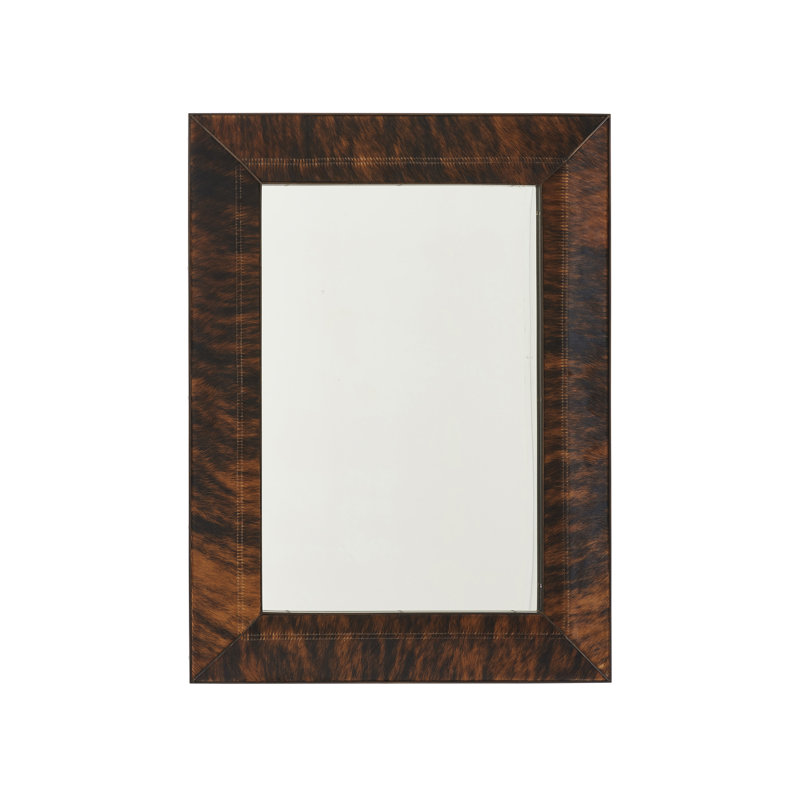 Park City Meadows 50'' Transitional Bronze Wood-Leather Wall Mirror