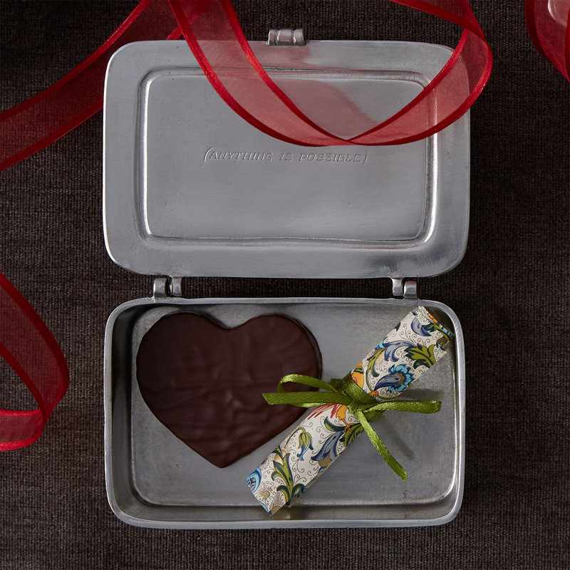 Tutto E Possible Handmade Pewter Decorative Box, 1.2" H x 4.5" W x 3.1" D
