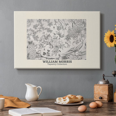 Dessin au trait floral (reproduction de la tapisserie) -William Morris-toile tendue avec châssis-c. Fin du 19e siècle (original)