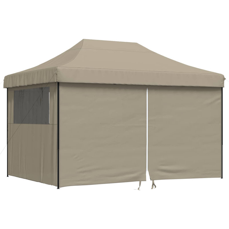 Vidaxl Foldable Tent Pop-Up Outdoor Party Tent Garden Gazebo Canopy Shelter, Taupe, Black, 315cm H x 410cm W x 279cm D