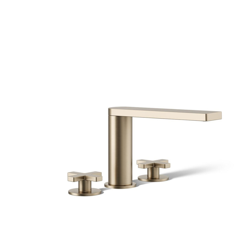 Composed Deck-Mount Bath Faucet With Cross Handles, Vibrant Brushed Bronze
