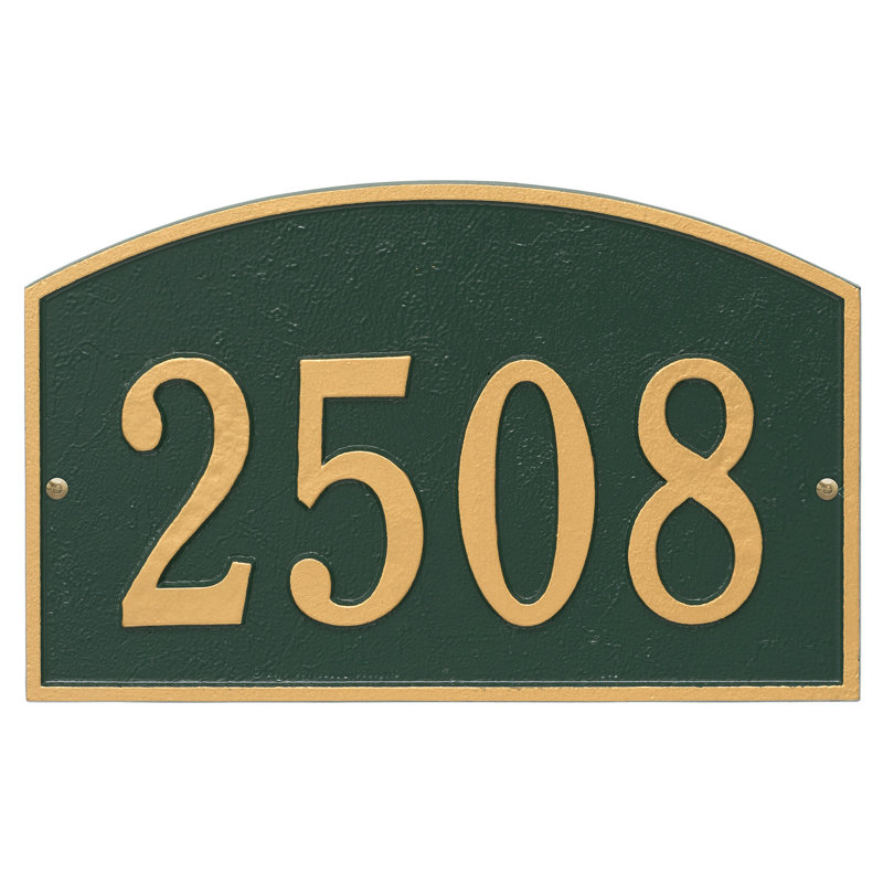 Plaque d'adresse murale sur 1 ligne Legacy, Vert / doré, Oui