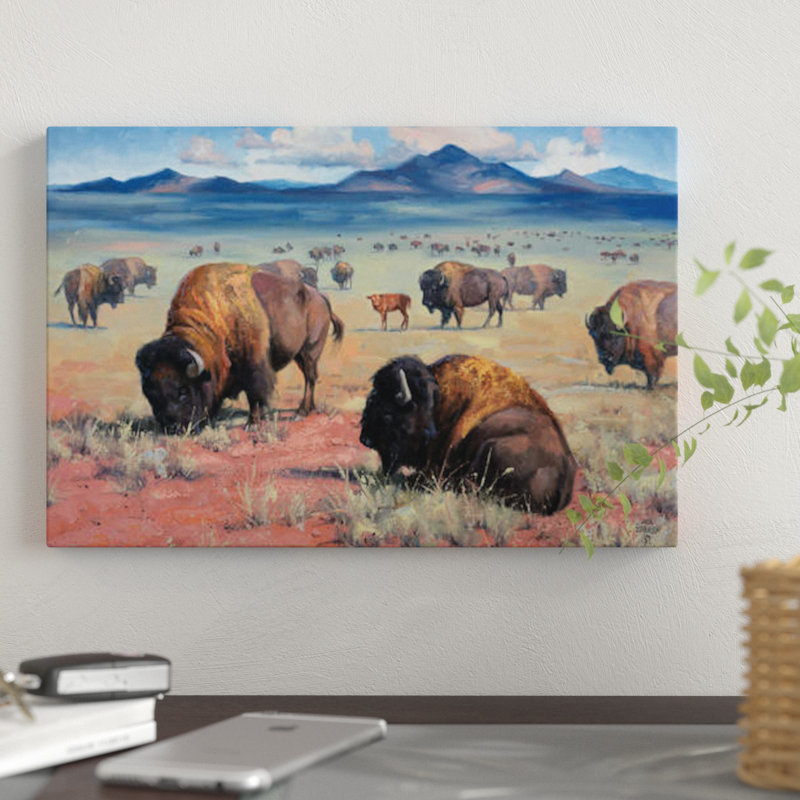 « home on the range », impression sur toile, H 12 po x l 18 po x P 1,5 po, Toile tendue, Pas de tapis