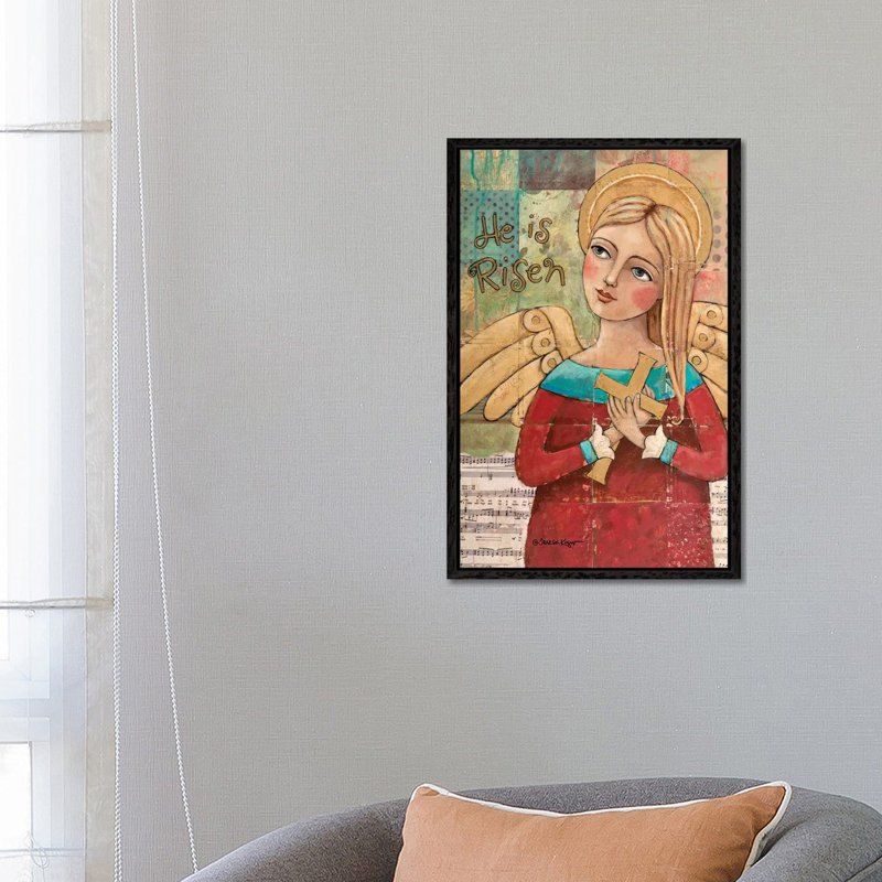 He Is Risen 1 Piece Painting on Canvas, 66.04cm H x 45.72cm W x 3.81cm D, Black Floater Framed