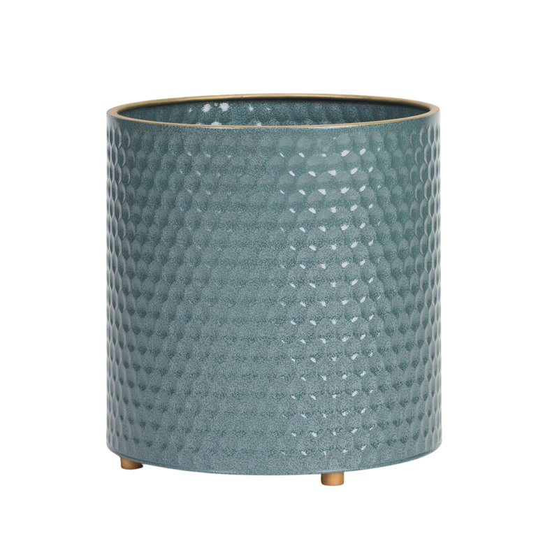 Mid Century Modern Indoor Metal Pot Planter With Peg Base