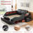 Multi-Functional Bed, Solid Wood Frame and Faux Leather Upholstery, Remote-Controlled Massage Recliner on the Right, Modern LED Lights, Bluetooth Speakers, USB Charging Ports, Adjustable Backrest-100536392-100536391