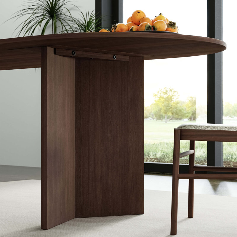 Tables de cuisine ovales en noyer avec 2 chaises de salle à manger Kowalsky, Walnut, 3 Pieces: Table, 2 Chairs, Grey