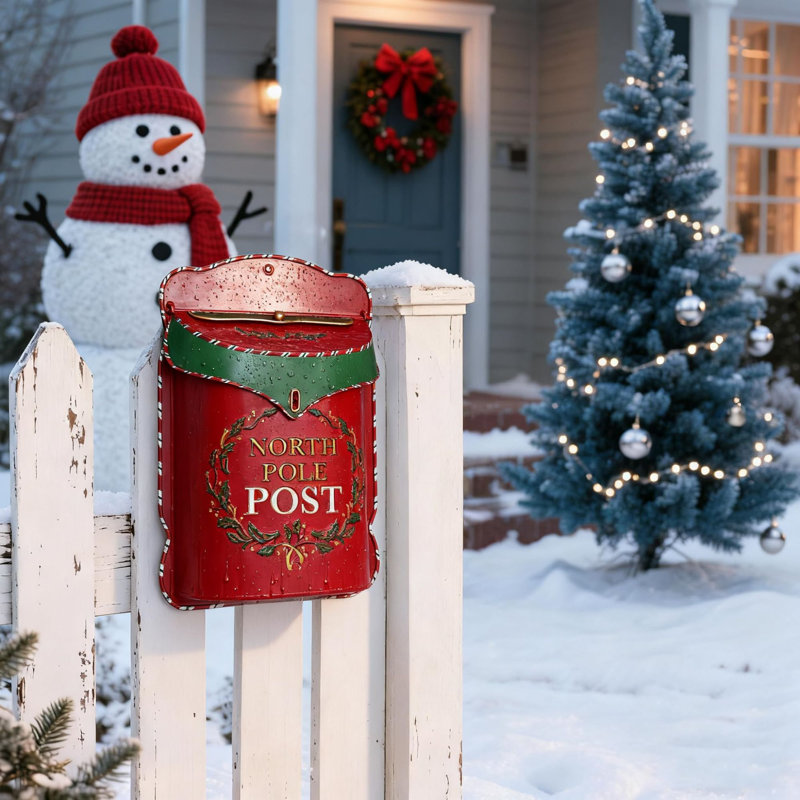 Santa Mailboxes Christmas Mailbox for Outdoor Decoration,Letter to Santa Mailbox for Outdoor Christmas Decoration Clearance