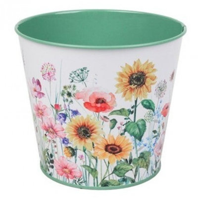 Sunflower Serenade Printed Metal Bucket