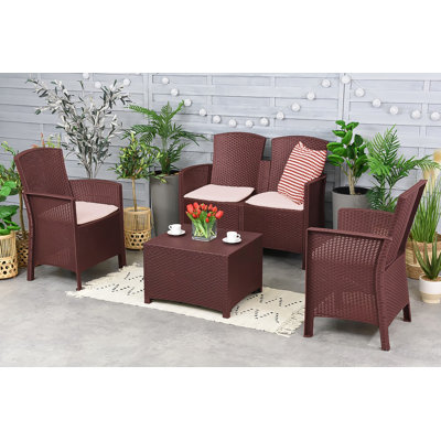 Outdoor Lounge Set Urano, Garden Set with Cushions, Rattan Effect