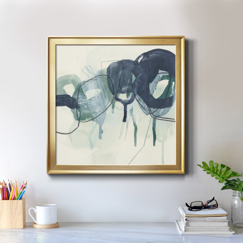 Chaîne Verdigris II - toile encadrée de qualité supérieure - prête à être accrochée, Cadre doré