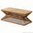 43.3" Rectangular Wood Accent Table with Woven Bamboo Base