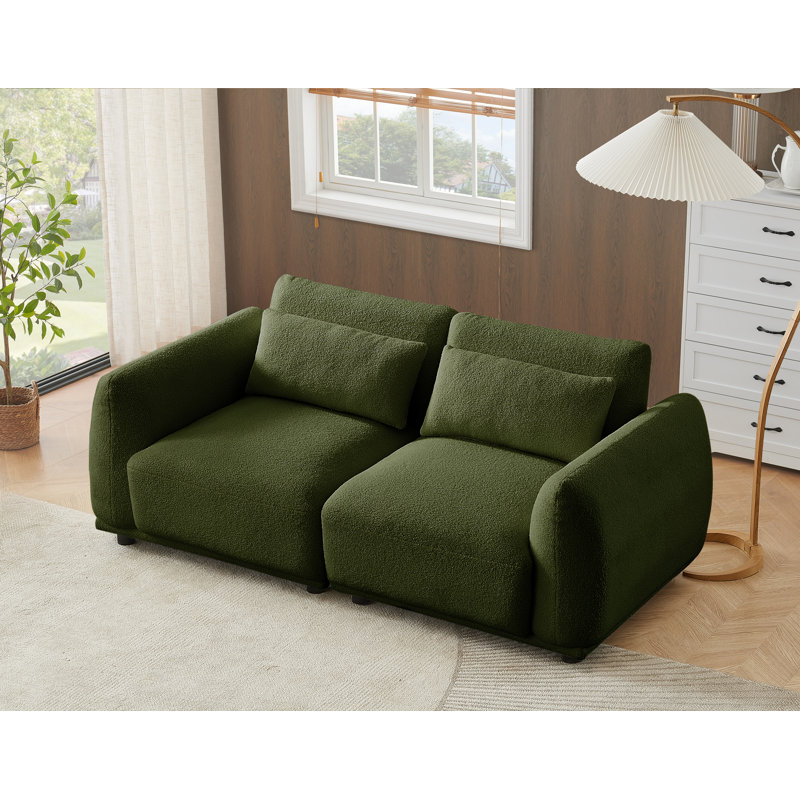 Emora , Green Wool, 29.13" H x 72.83" W x 35.03" D