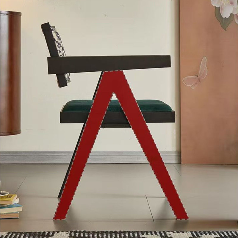 Chaise avec accoudoirs à dossier solide noir et vert foncé (ensemble de 2)