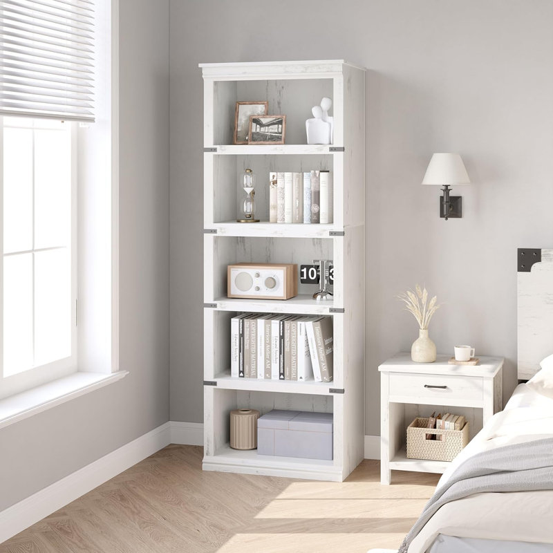 Bookcase, (5 Shelves) 171.2"H x 62"W x 32"D, White