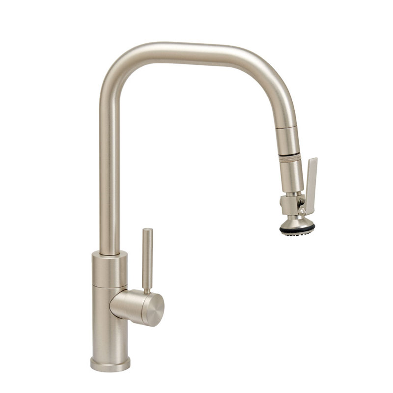 Fulton Modern Plp Pulldown Faucet - Angled Spout - Lever Sprayer, Satin Nickel
