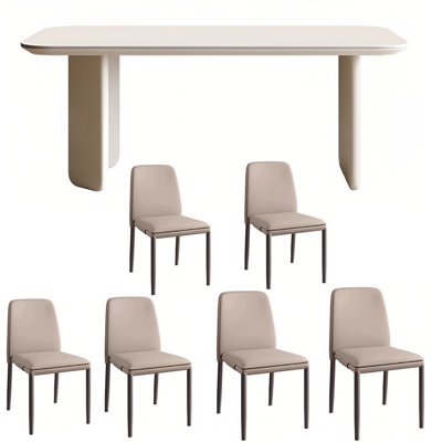 French Small Apartment Modern Simple Dining Table 6 - Person Three Leg Dining Set