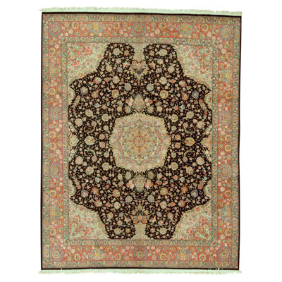 Hand Knotted Wool Area Rug in Black And Beige
