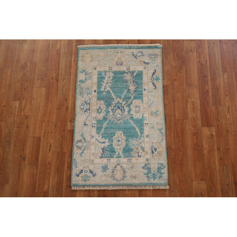 One-of-a-Kind 1'11" X 3'3" New Age Wool Area Rug in Green