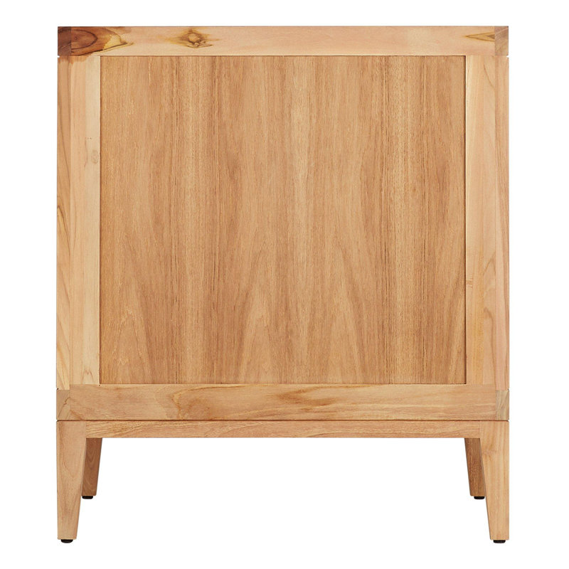 30" Aliso Single Bathroom Vanity Set with Rectangular Undermount Sink, Carrara Marble, Natural Teak, 8" Widespread