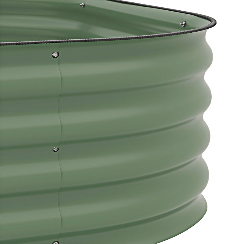 3-Tier Galvanized Steel Raised Garden Bed Kit 3 Combining Planter Boxes With Rubber Strip Edging, Green