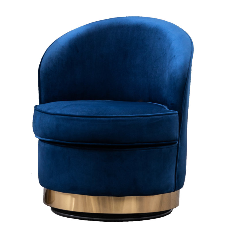 Fauteuil pivotant en velours bleu pour le salon - Élégante chaise décorative avec passepoil, Bleu