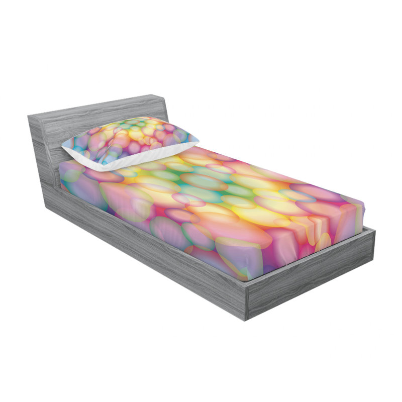 Microfiber Abstract Sheet Set, Twin Sheet Set with Fitted Sheet