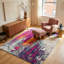 Tapis de couloir abstrait gris ivoire et magenta Comfort-1062568454