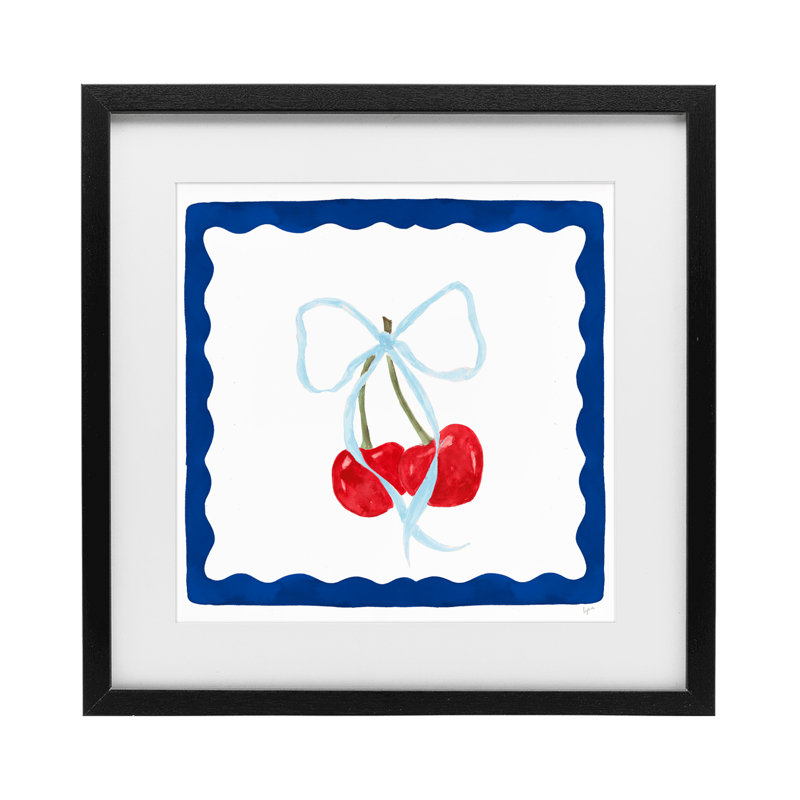 Impression encadrée sous verre Summer Cherled Cherries, par Lucille Price, H 16 po x l 16 po, Cadre noir minuit