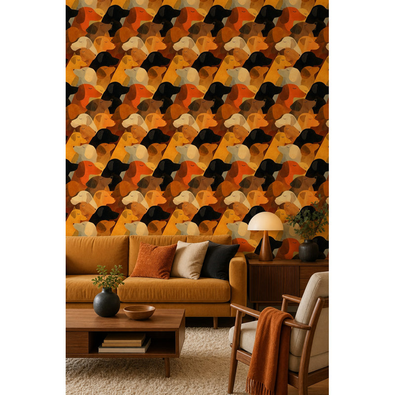 Papier peint amovible avec motif de chiens, Texturé non collé