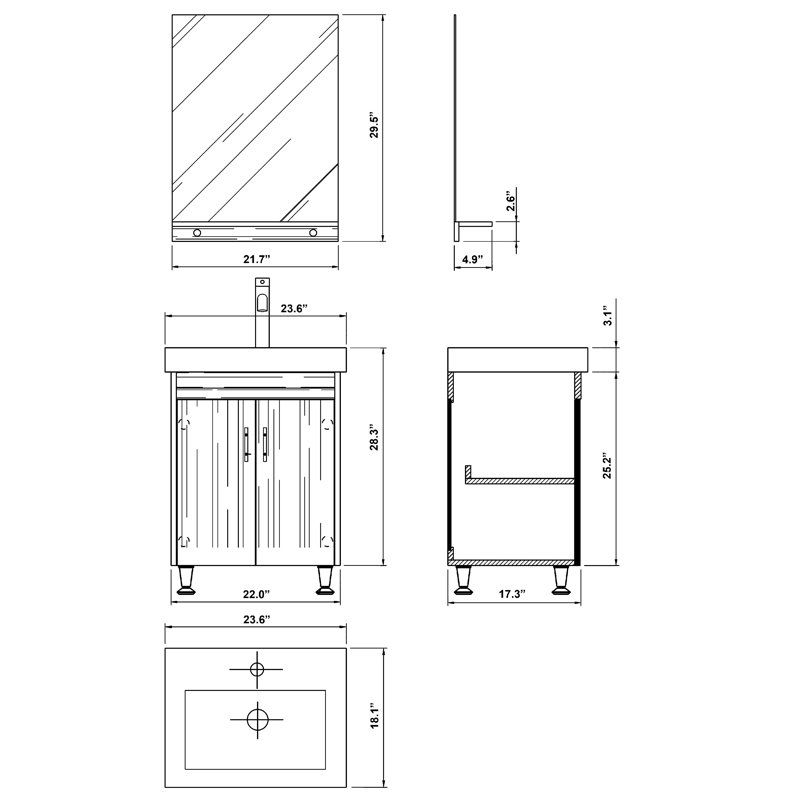 Ensemble de meuble-lavabo simple 23 po Graham