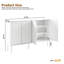 Armoire chic 55,1 * 13,7 * 35,4 pouces avec pieds en bois massif et portes cannelées, blanc, 5 tablettes réglables pour le salon, le couloir, le vestibule, le placard, les pieds de cuisine minimalistes,