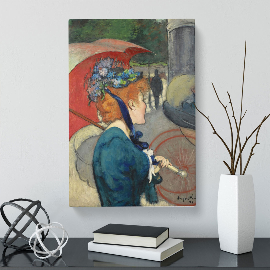 Female with an Umbrella by Louis Anquetin - Wrapped Canvas Painting