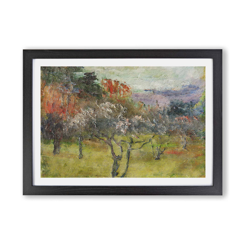 Plum Grove by Kuroda Seiki - Single Picture Frame Painting, 24cm H x 33cm W x 2cm D, Black