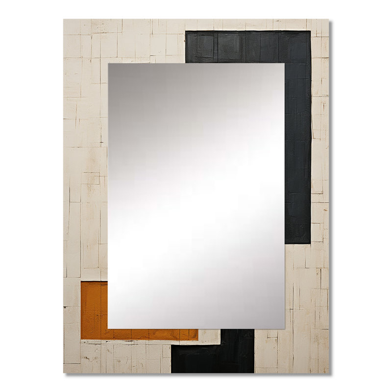 New Order Abstract Monochrome Minimalism - Modern Rectangular Wall Mirror, 32" x 24"